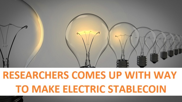 Lightbulbs, text saying researchers come up with way to make electric Stablecoin