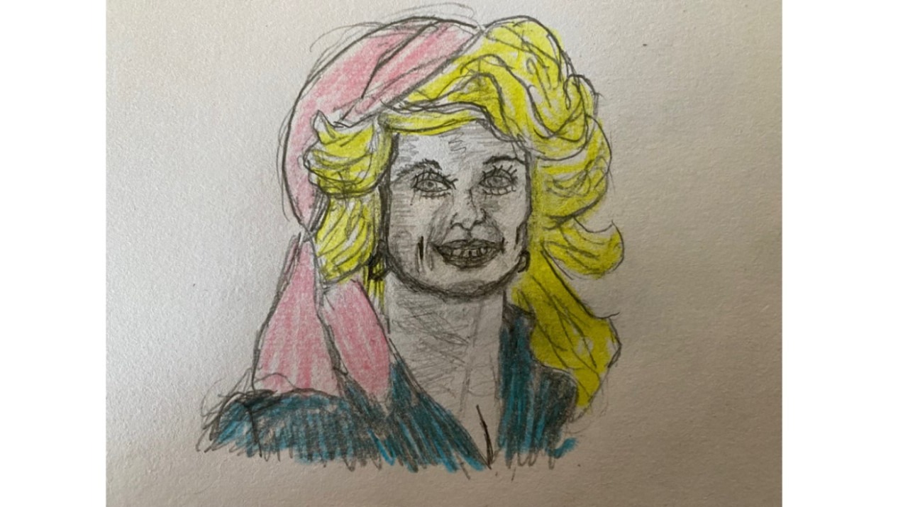 Portrait of Dolly Parton - pencil and colored pencil