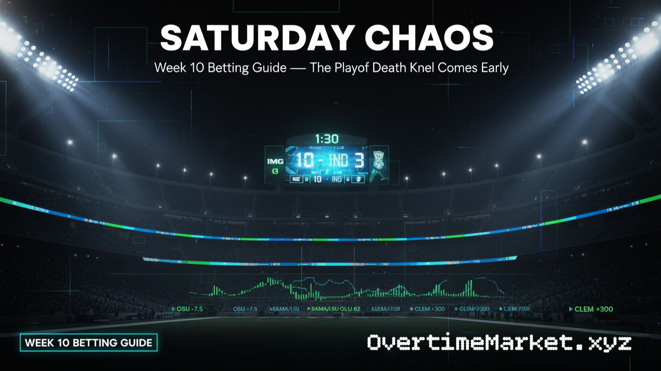 Week 10 NCAAF Betting Guide: Sharp line movement, public traps, and key matchups before the CFP rankings — with real market d