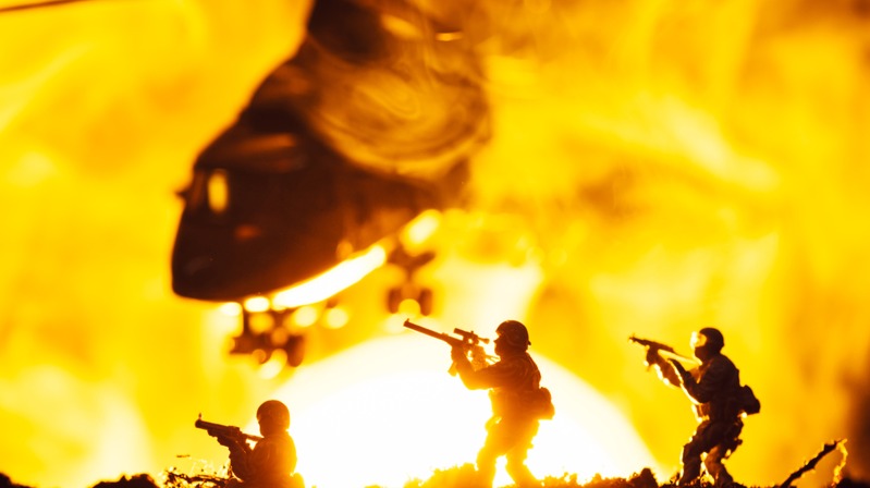 Soldiers and Helicopter