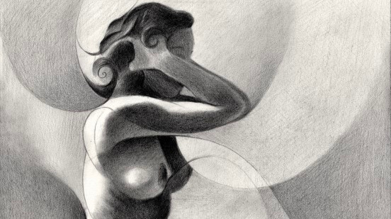 cubist nude graphite pencil drawing