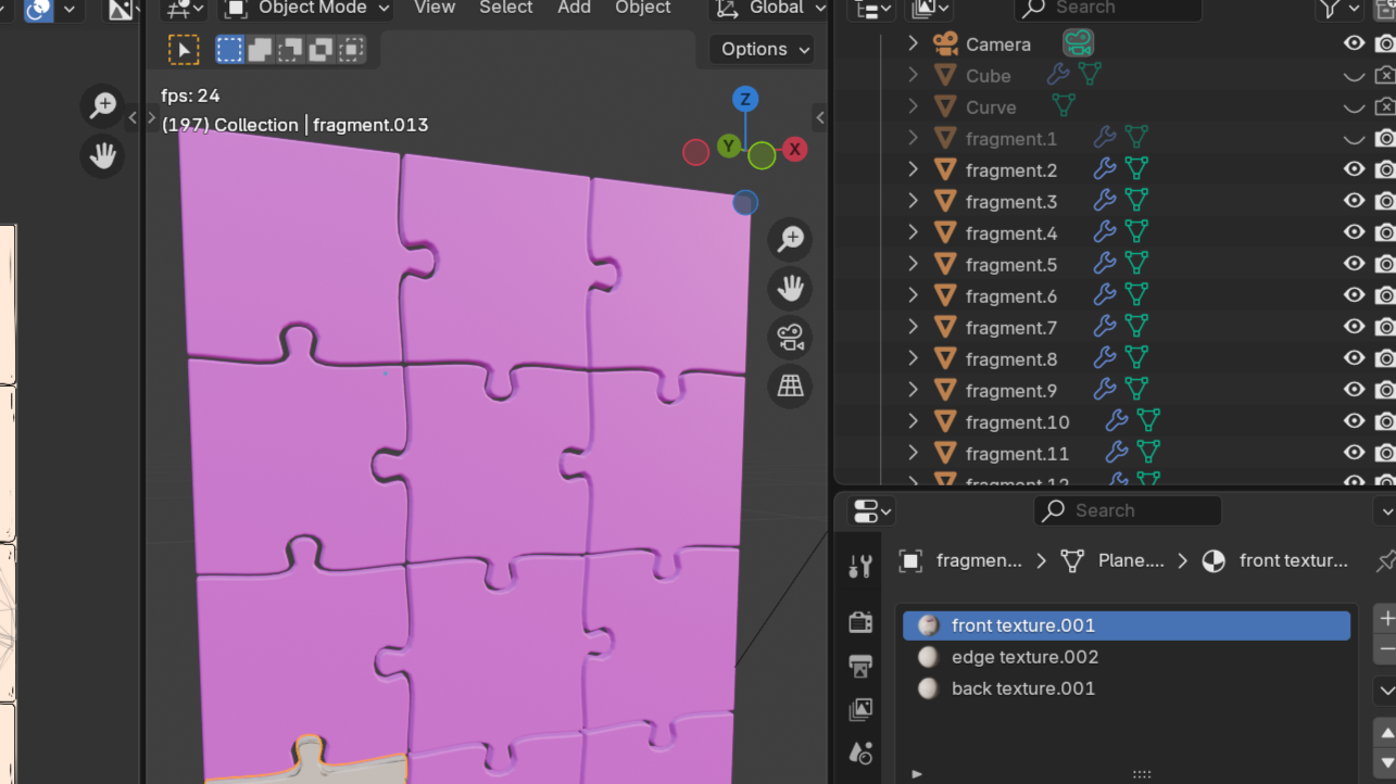 blender process creating fragent