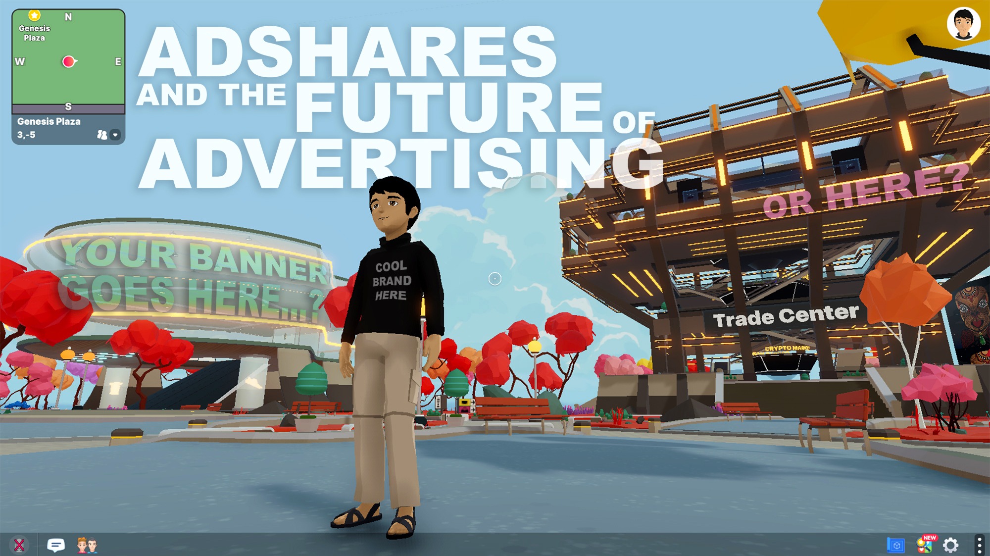 Screenshot of Decentraland showing future advertising posibilities