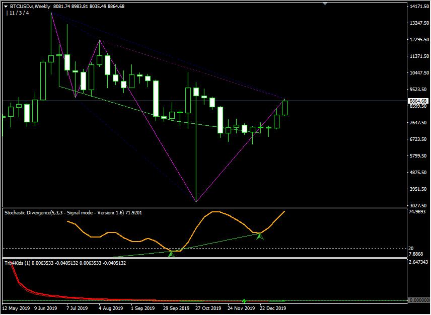 BTC USD WEEKLY CHART FIBONACCI HARMONIC PATTERNS