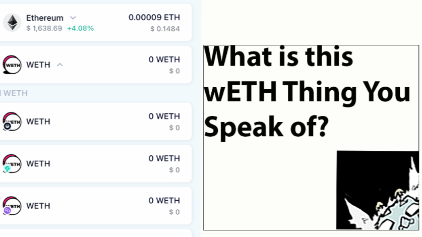 Wallet view of ETH and wETH