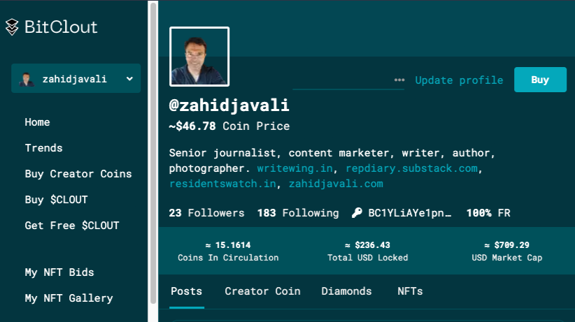 My BitClout account. See you there!