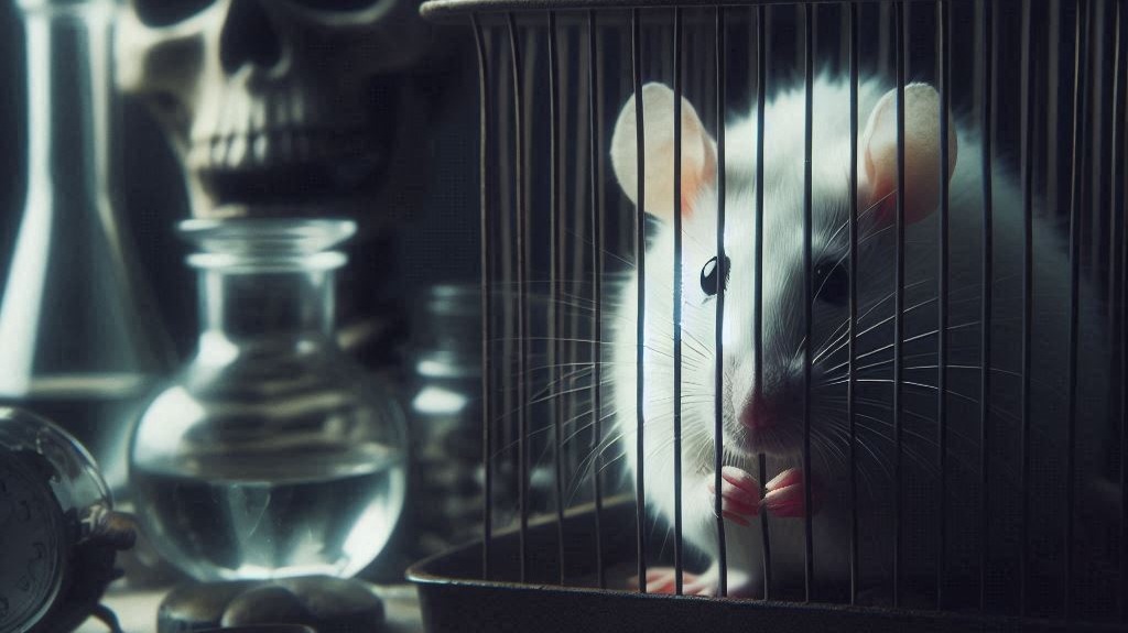 Bing created image of a lab rat in a cage