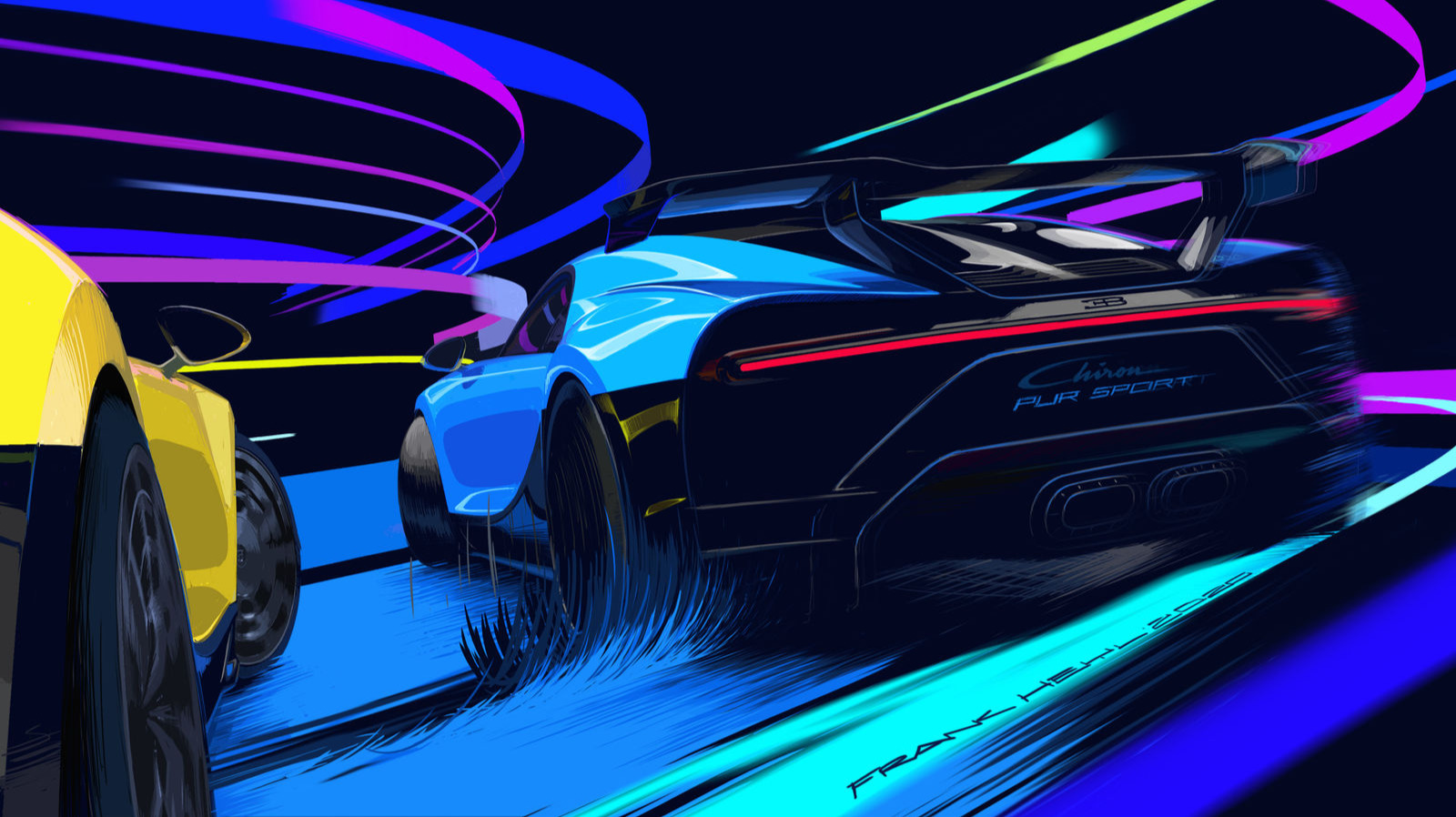 new news cars car automotive motoring france blue bugatti chiron pur sport downforce aggresive star wars carbon fibre wheel