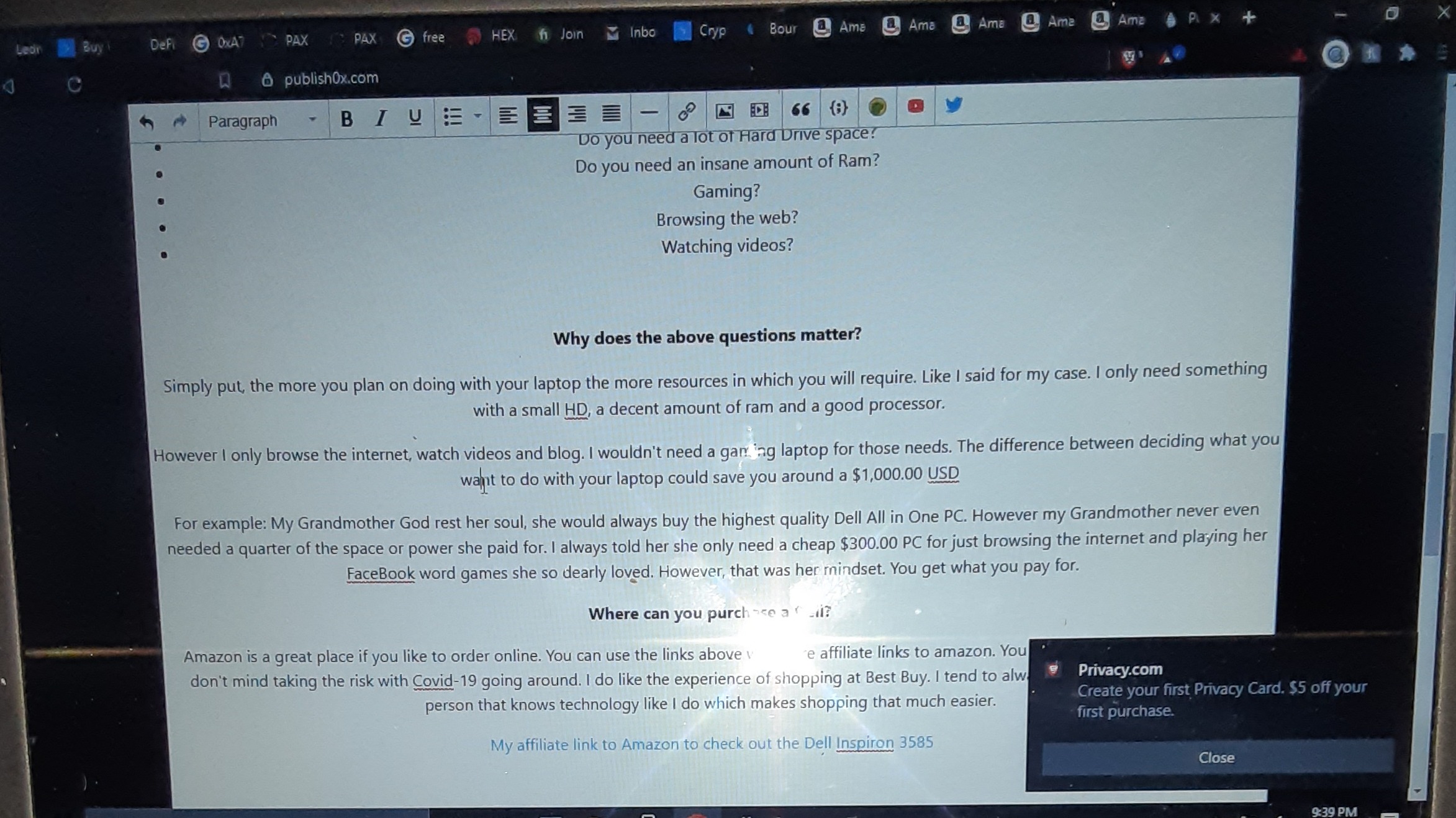 Dell Inspiron 3585 Screen