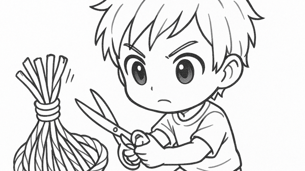 Boy about to cut