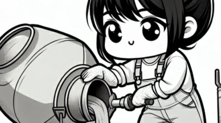 Girl pouring concrete