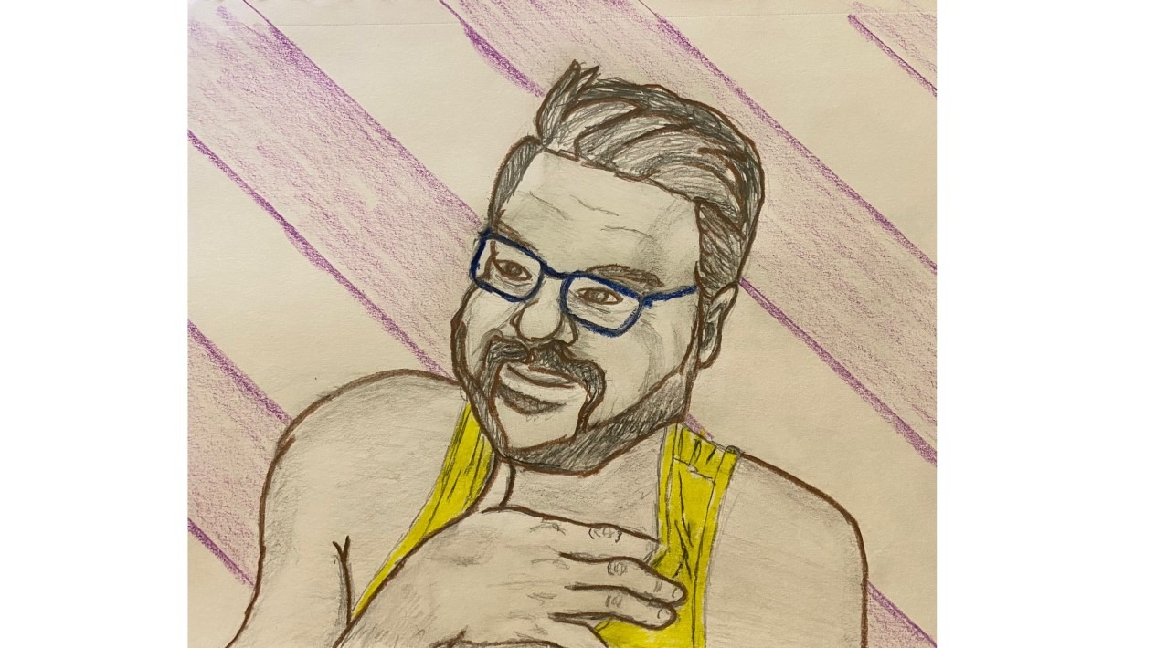 Self portrait - graphite pencil and colored pencils