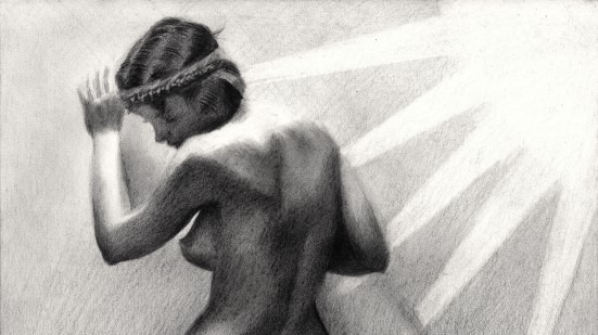 art deco nude graphite pencil drawing