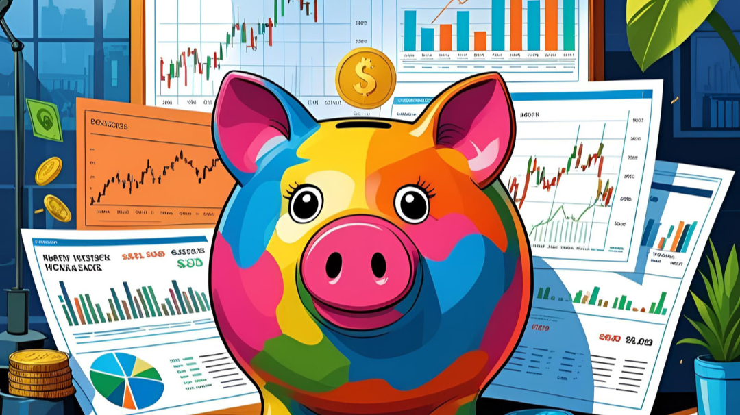 Piggy Bank and Stock Charts