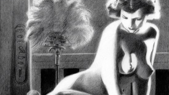 realist art deco nude graphite pencil drawing
