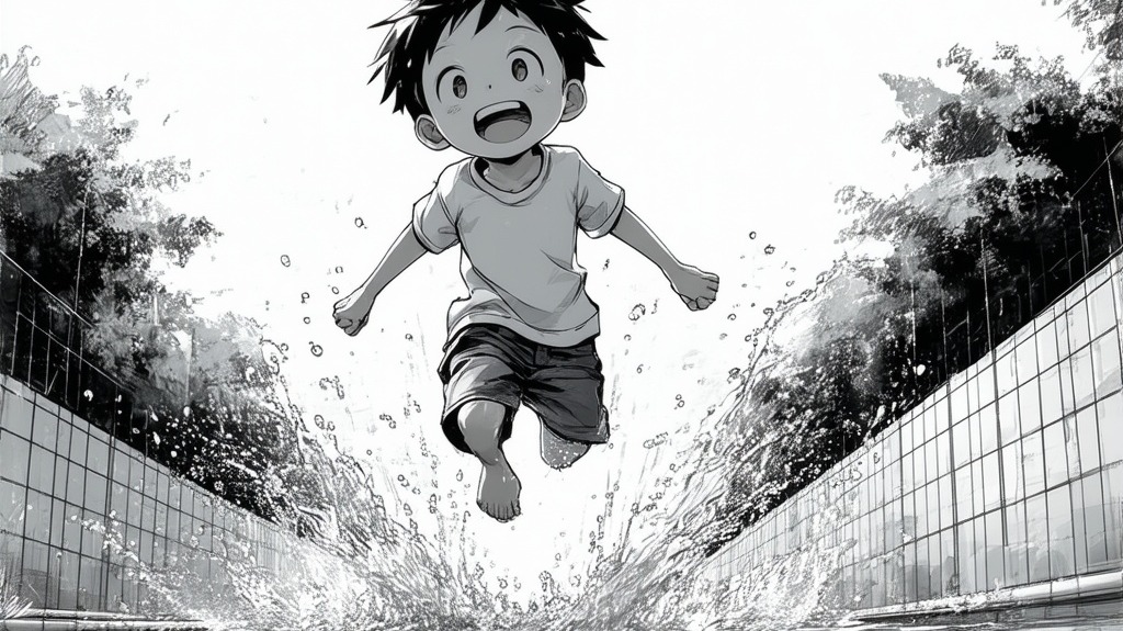 Ecstatic boy running