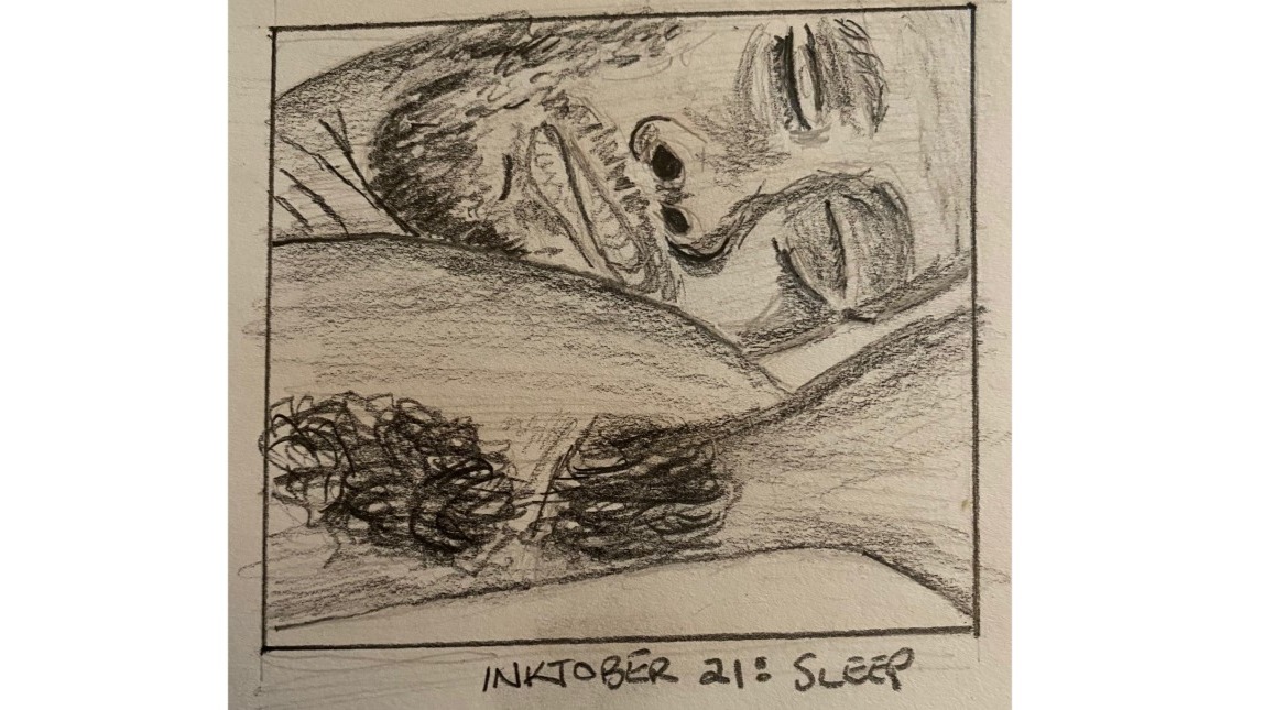 man sleeping - pencil drawing
