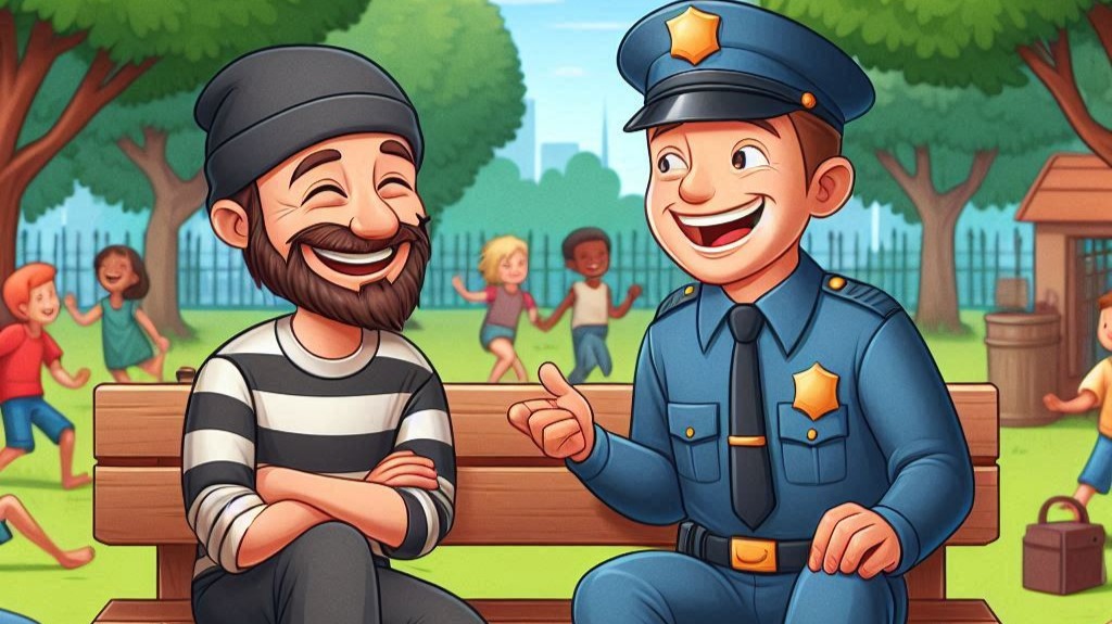Bing created image of police make friends with criminal