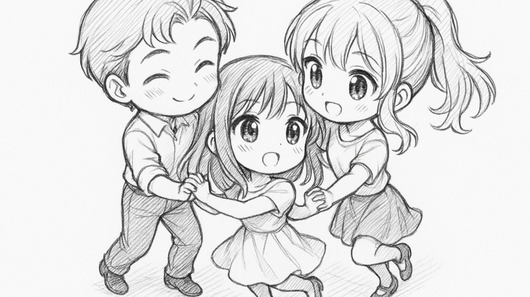 3 people dancing together