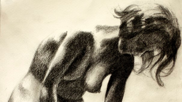 impressionist nude graphite pencil drawing
