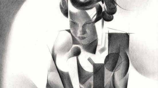 cubist nude graphite pencil drawing