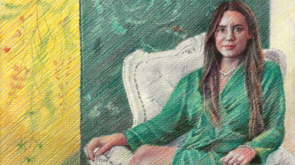 realist female figure colored pencil drawing