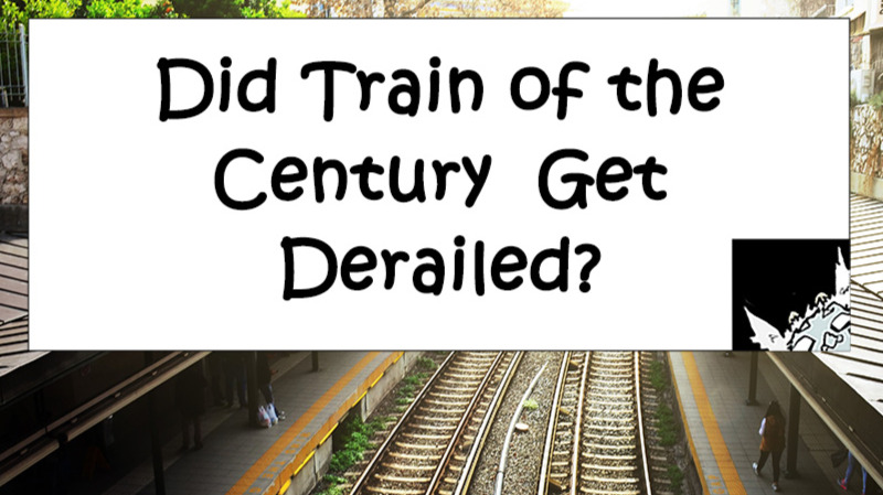 A train station in a city and article title.