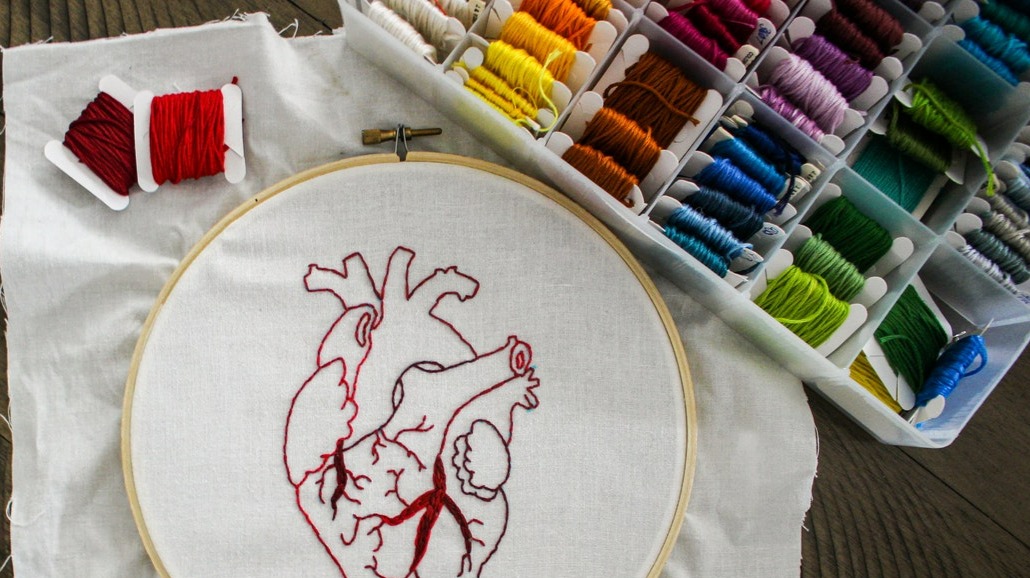 Heart Design, Handmade Embroidery