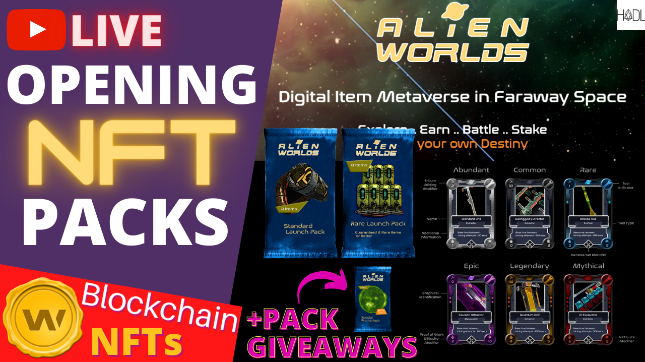 Opening NFT Packs + Giveaways Alien Worlds NFTs on WAX