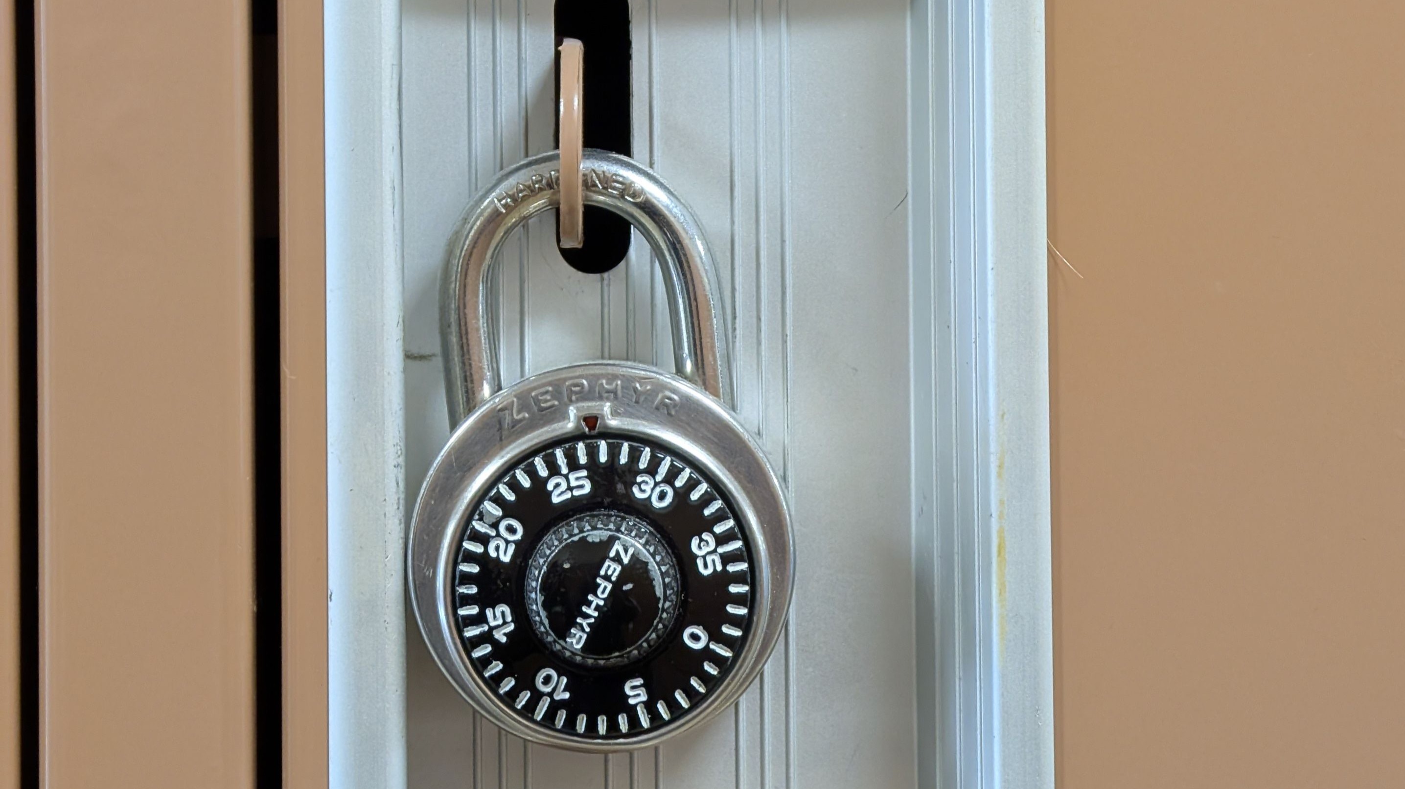 A lock on a locker.