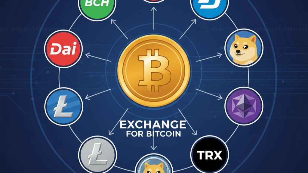 Coins can be exchanged for BTC