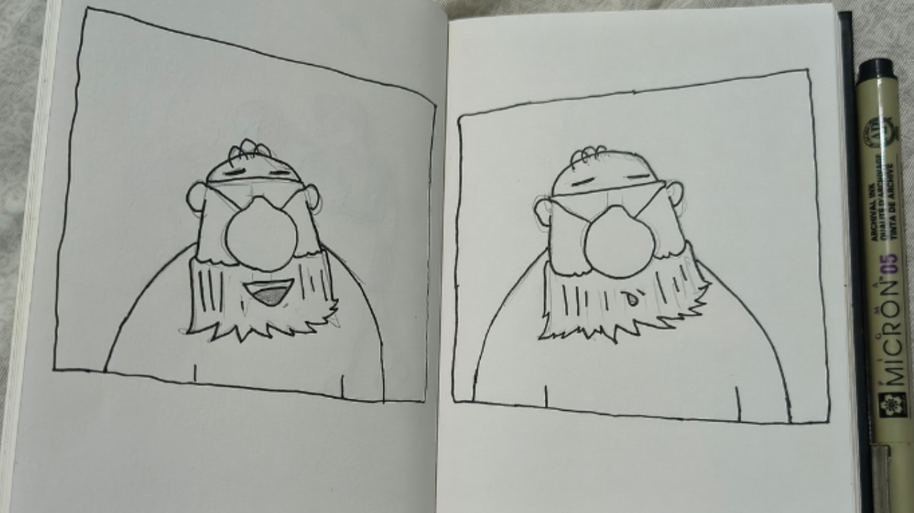 Sketch of a two-part comic strip