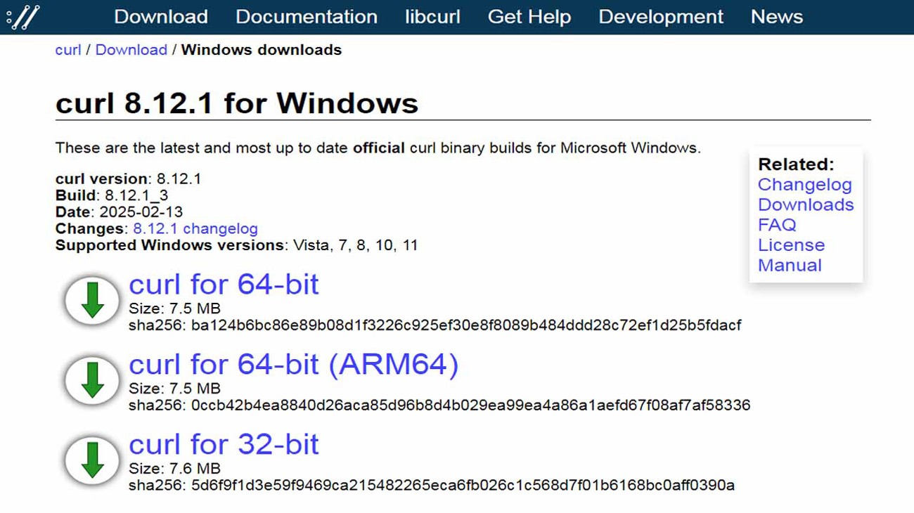 curl for windows