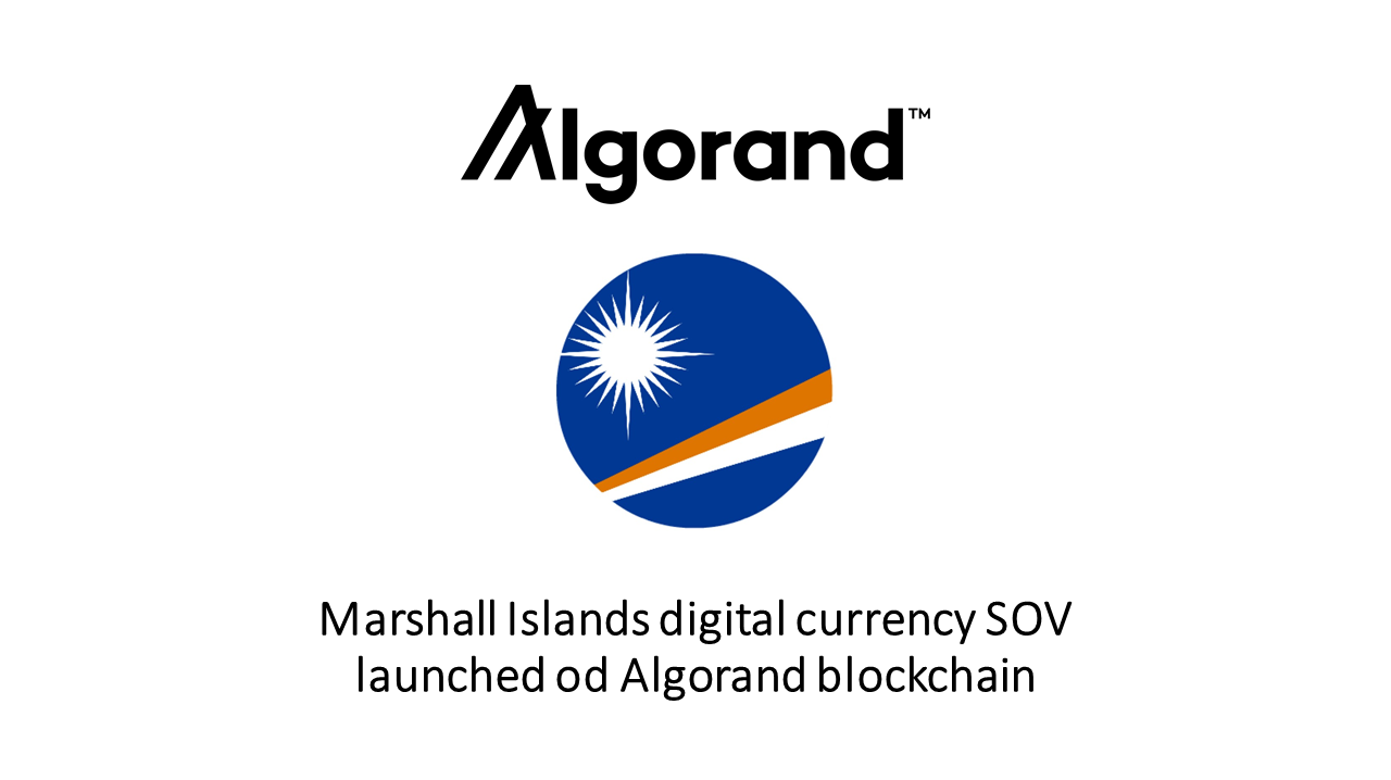 The Marshall Islands will launch their national currency SOV on Algorand
