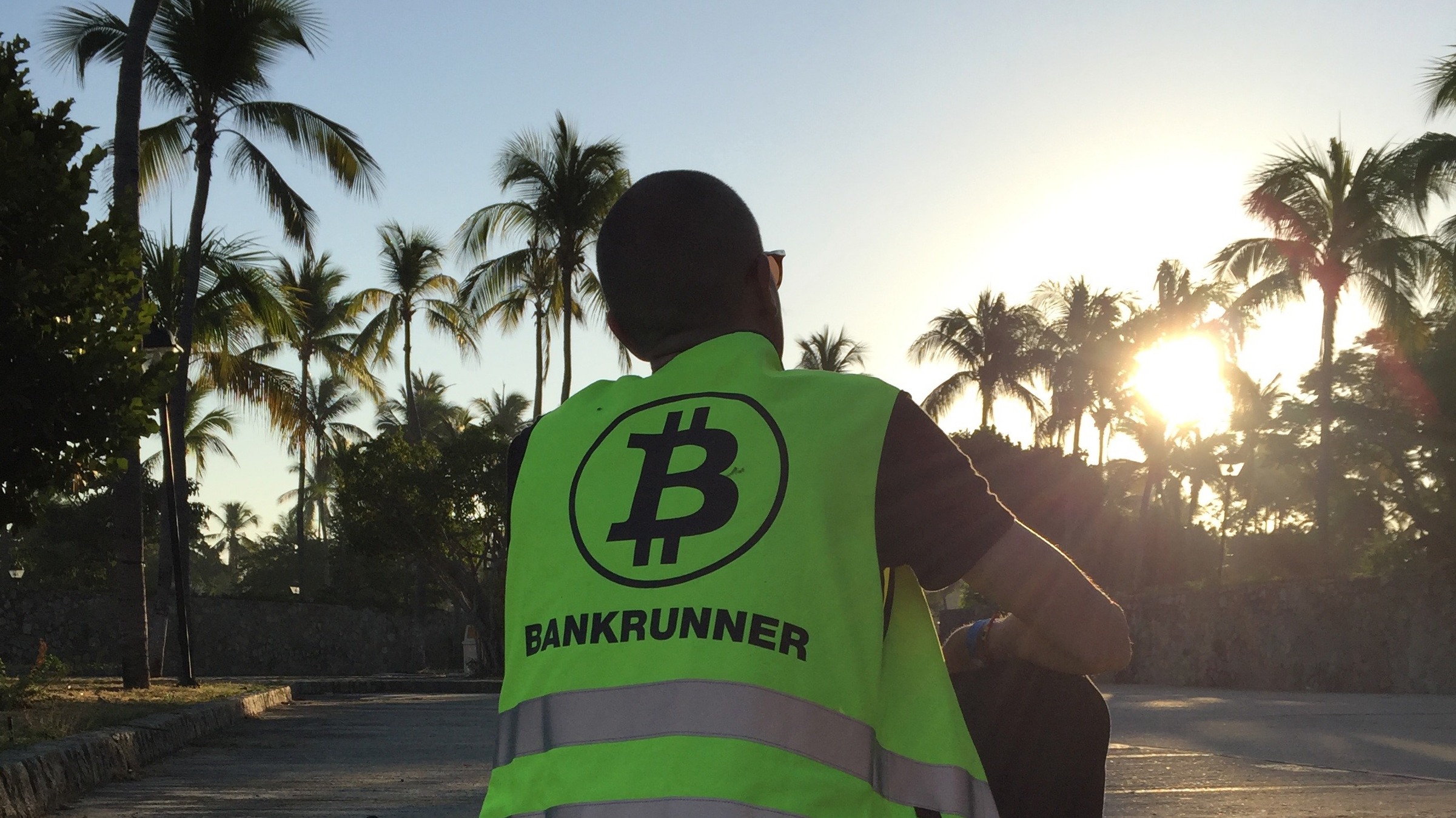 bankrunner taking a break in the rising sun
