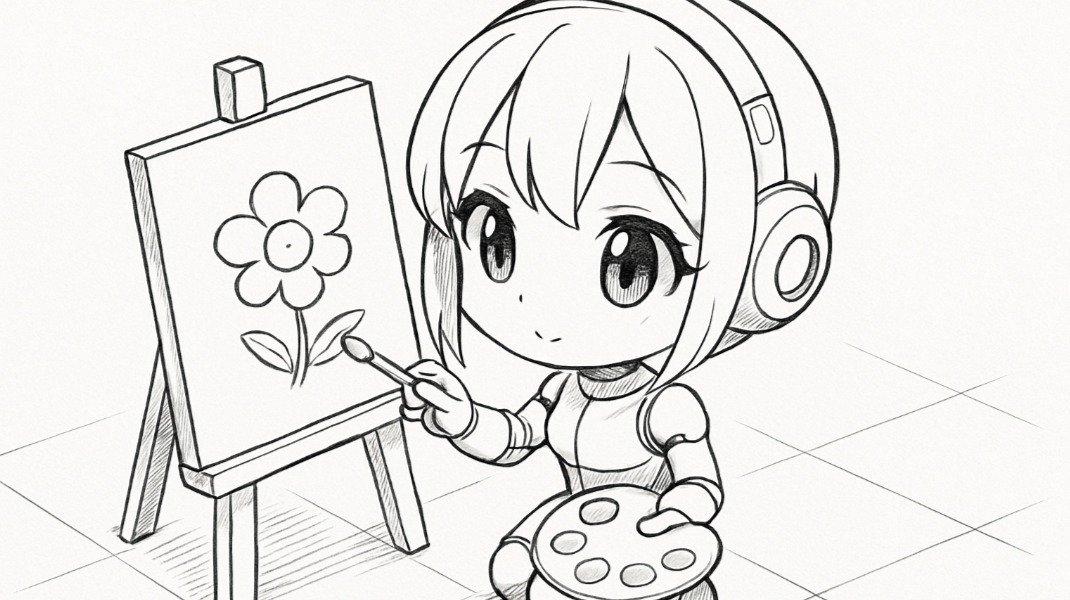 An android painting a picture