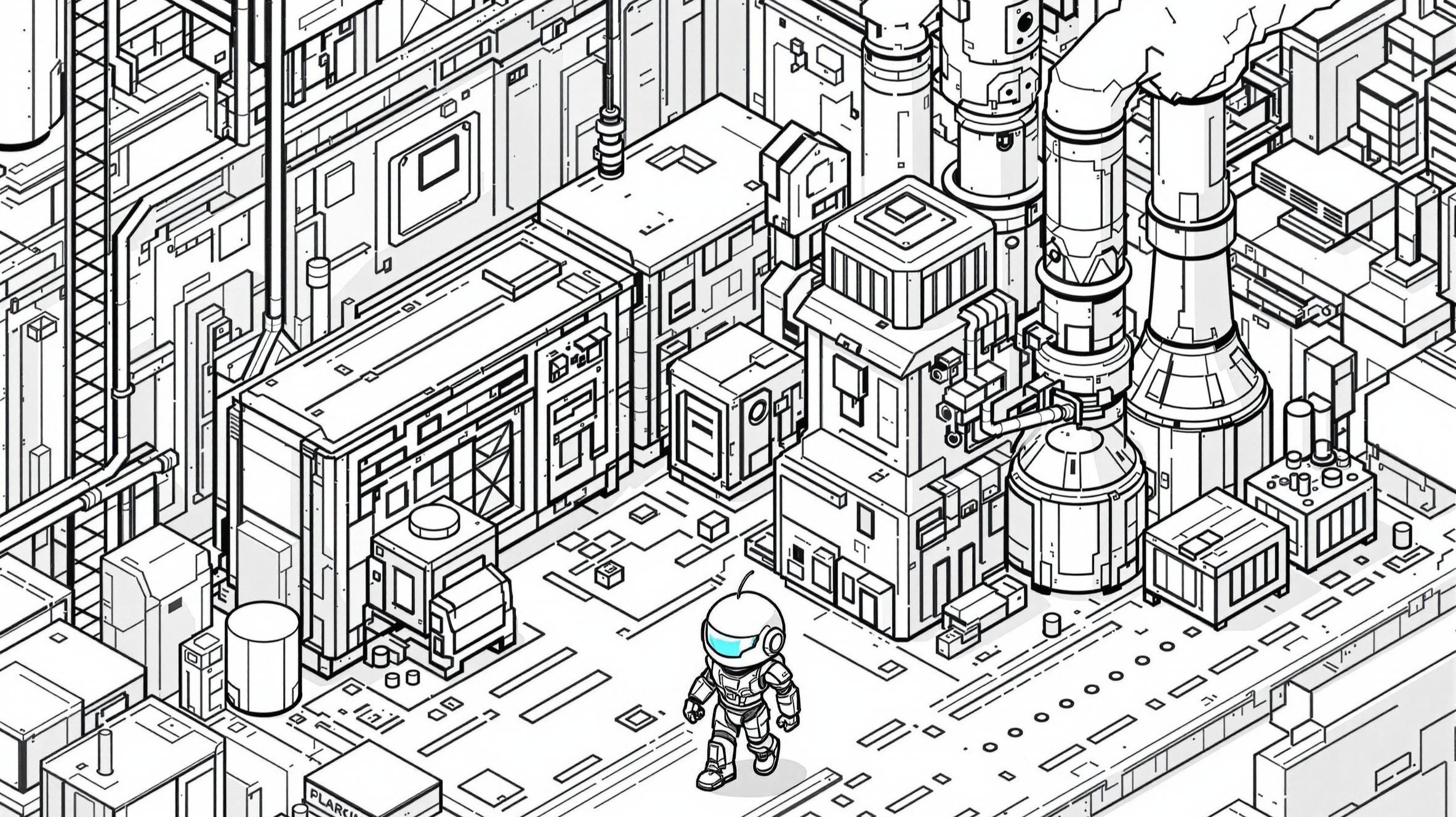 android walking in a factory