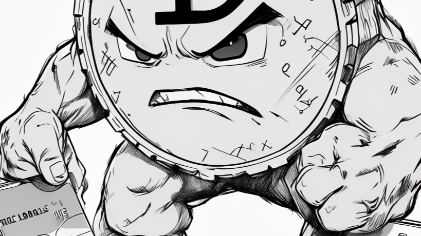 Angry coin threatening credit cards
