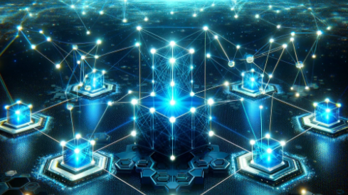 This thumbnail image depicts a futuristic, high-tech network of interconnected nodes glowing vividly in blue,