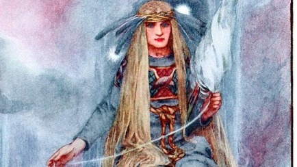 Featured image of Frigga by Helen Stratton 1915 (Public Domain)