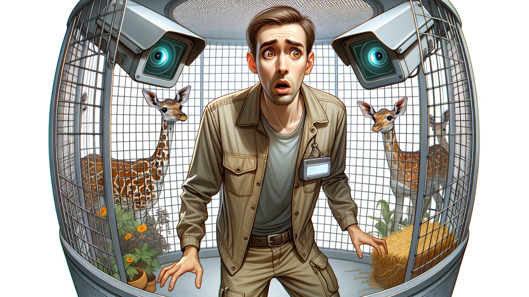 Human being monitored like animal. Generated by Deep Dream Generator.