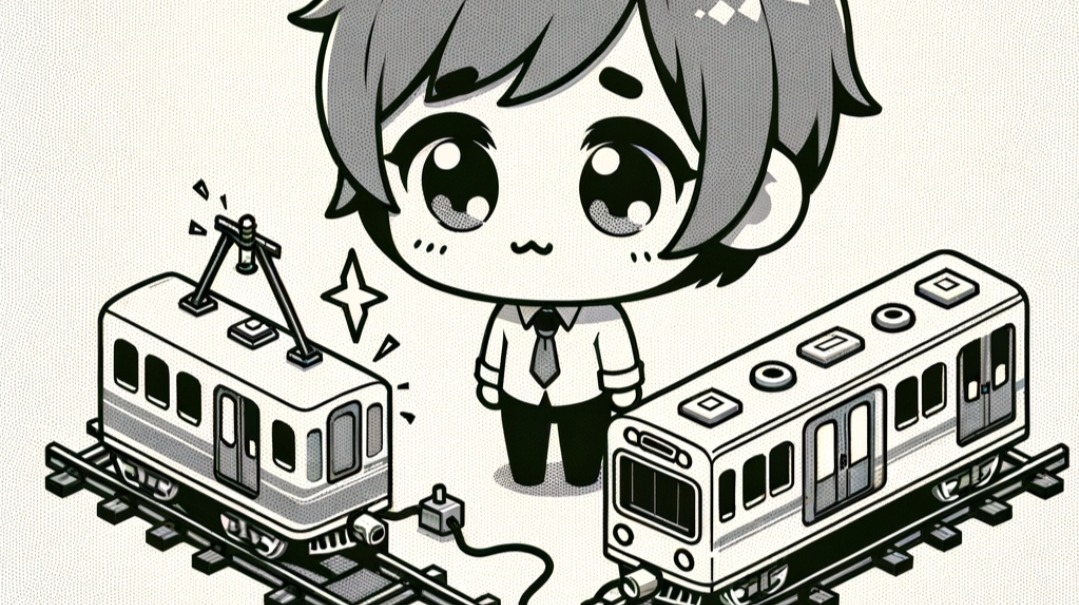 Boy looking at broken train set