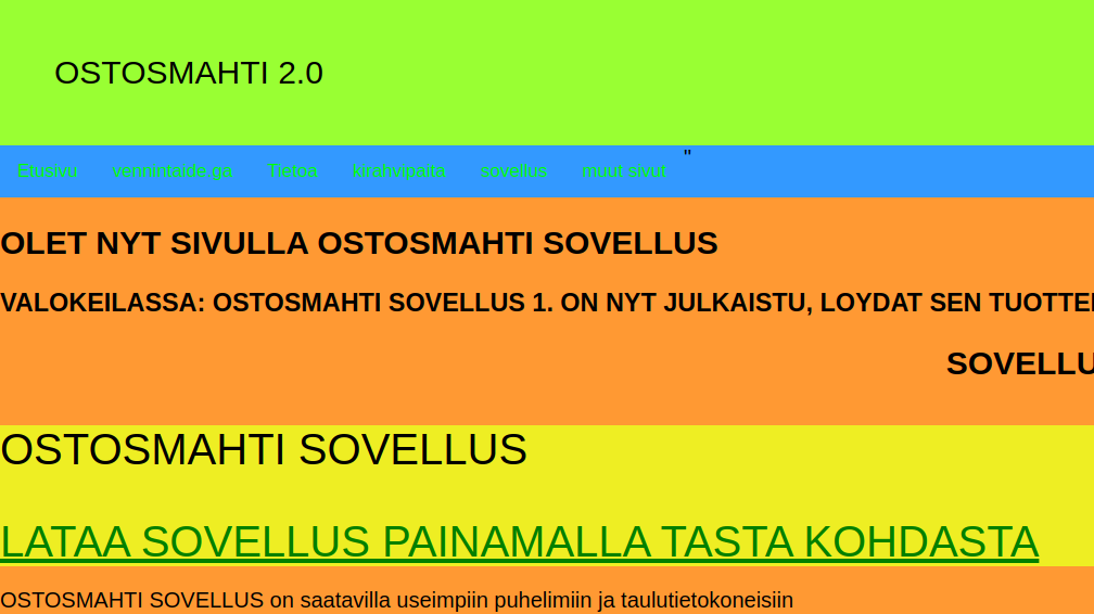 OSTOSMAHTI SOVELLUS 1 &amp; NEW WEBSITE