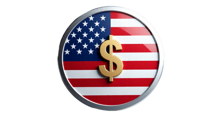 US flag and dollar