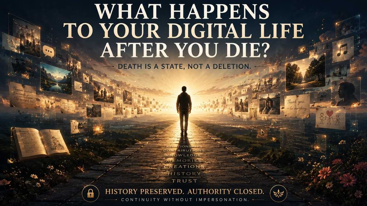 Death isn't account deletion. Mind Files continue only with consent.