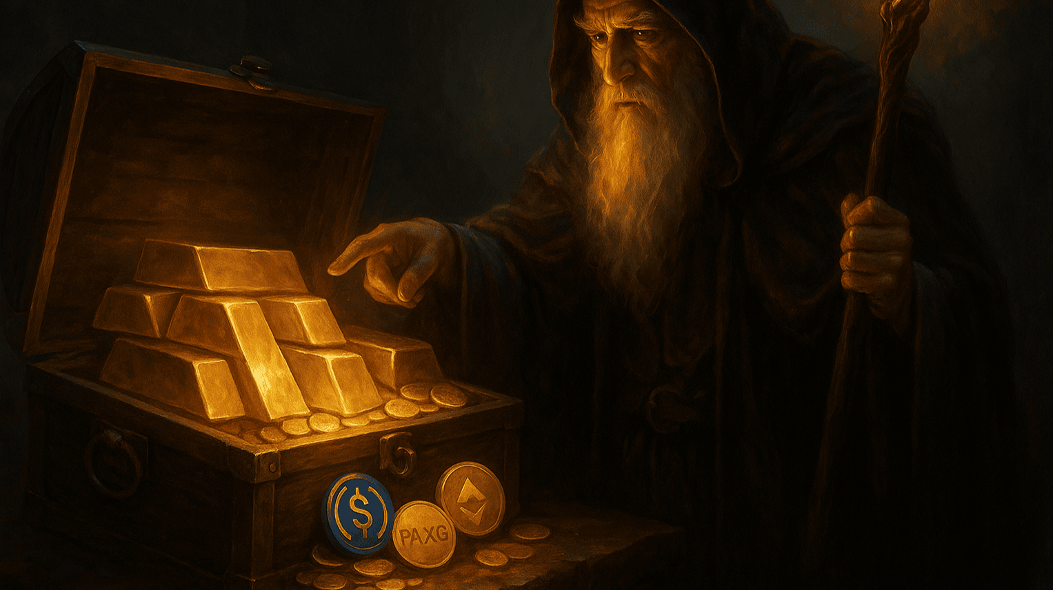 gold tokens, PAXG, stablecoin, DeFi farming, crypto safe haven, liquidity pool, passive income, BTCWItcher, wizard with gold