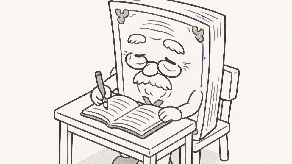 An old bill writing in a book