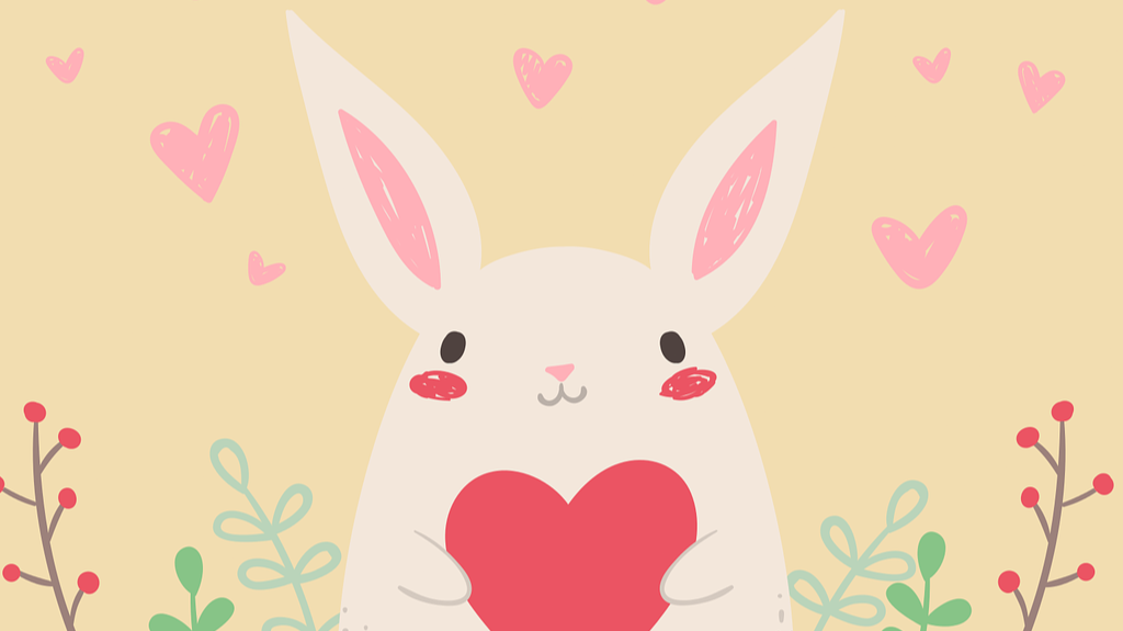 Free use image of a rabbit holding a valentine heart from Pixabay