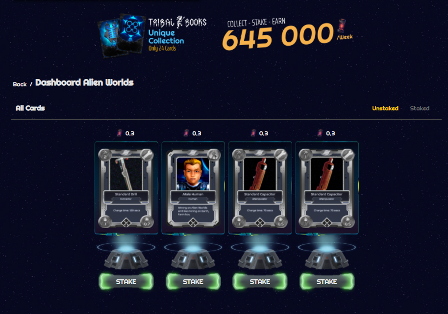 Alien Worlds. How to stake NFT's?