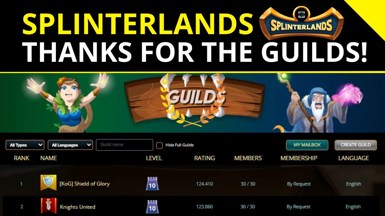 Splinterlands Thanks Guilds &amp; Guildmates!